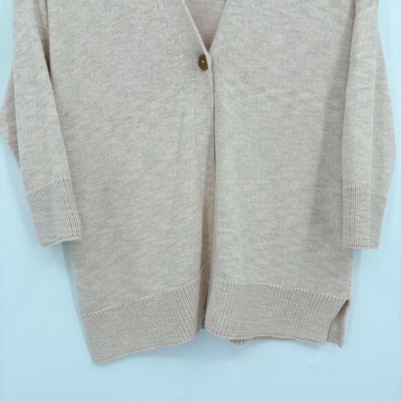J. Jill purejill Single Button Cardigan in Tan/Pink, Size XS, 3/4 Sleeve, V-Neck - Picture 4 of 10
